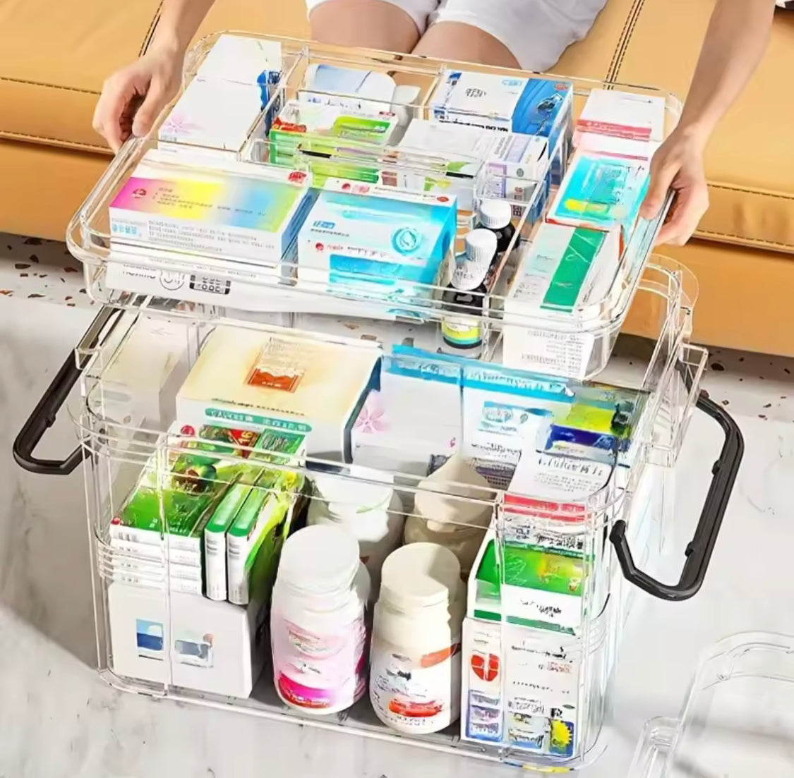 Double Layer Transparent Medicine Box, Household Medicine Box, Large Capacity Multifunctional Medicine Storage Box Double Layer Transparent Medicine Box, Household Medicine Box, Large Capacity Multifunctional Medicine Storage Box